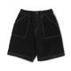 POETIC COLLECTIVE, Painter shorts, Black denim w. white stitching