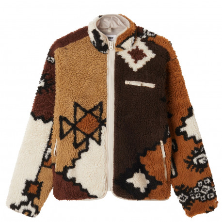 Moroccan rug sherpa jacket - Brown multi