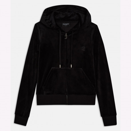 Zip through hoodie with zip pull & jc. - Black