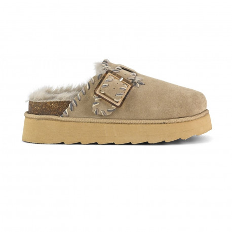 Platform sabot wool stitchings - New tan