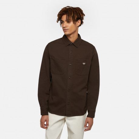 Duck canvas ls shirt - Dark brown