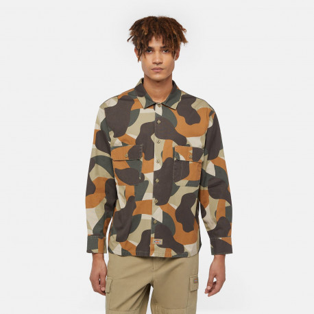 Camo canvas work shirt - Imperial green