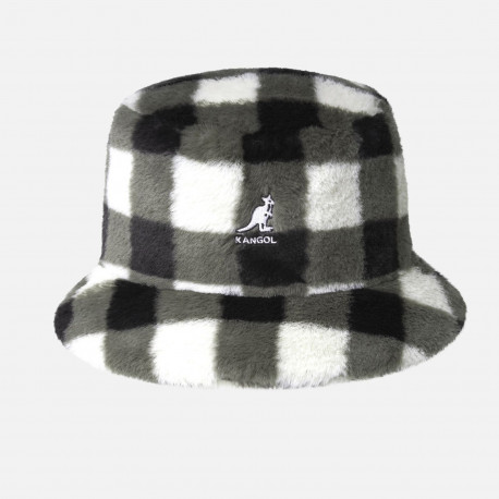 Faux fur bucket - Black check