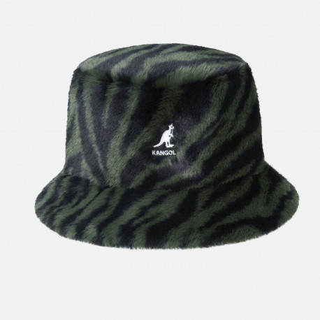 Faux fur bucket - Olive zebra