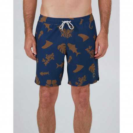 Lowtide elastic boardshort - Navy/gold