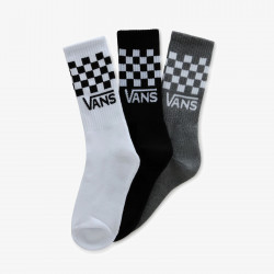 VANS, Drop v classic check crew sock, White/black/heathergrey