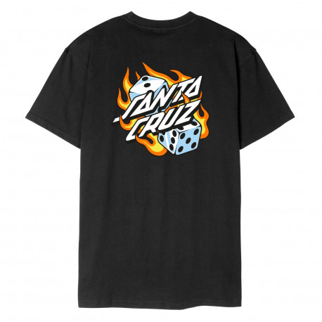 Flaming dice dot chest t-shirt - Black