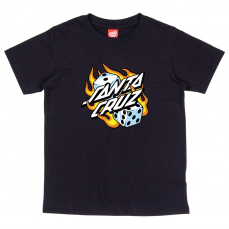 Youth flaming dice dot t-shirt - Black